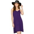 thumbnail image 3 of Made by Johnny Women's V-Neck Spaghetti Strap Tunic Short Dress S DARK_PURPLE, 3 of 6