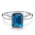 thumbnail image 3 of Gem Stone King 10K White Gold London Blue Topaz Engagement Ring for Women | 2.71 Cttw | Emerald Cut 9X7MM | Gemstone November Birthstone | Size 9, 3 of 6