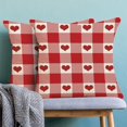 thumbnail image 3 of Valentine'' Day Pillow Covers 18X18 Inch Pack of 2, Red Buffalo Plaid Love Heart Holiday Decorative Throw Pillow Linen Valentine Pillow Cases Cushion for Bedroom Home Sofa, 3 of 5