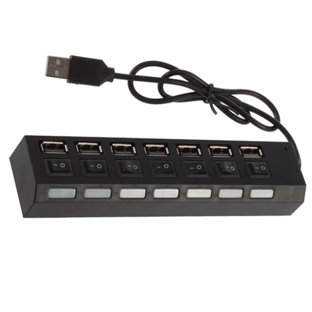 Hub USB de 4/7 puertos de alta velocidad, interruptor de encendido / apagado, expansor, PC, portátil, portátil, convertidor múltiple, adaptador divisor Speravity DZ4096-01B