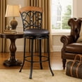 thumbnail image 7 of Swivel Bar Height Chair- Scroll Back- Faux Leather- Black Metal, 7 of 7