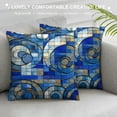 thumbnail image 3 of Acheng Short Plush Pillowcase 1 Piece Gold and Blue Abstract Art White, 3 of 5