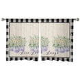 thumbnail image 2 of French Country Floral,Semi Sheer Curtains 45 Inch Length 2 Panels Set,Purple Daisy Farmhouse Black White Check Sheer Kitchen Curtain Voile Window Curtain for Living Room Bedroom Rod Pocket Drapes, 2 of 7