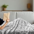 thumbnail image 3 of Lemons Soft Flannel Fleece Throw Blanket, Monochrome Sketch Citrus Fruits Blossom Leaves Simplistic Repetitive Pattern, Cozy Plush for Indoor and Outdoor Use, 50" x 70", Grey and White, by Ambesonne, 3 of 5