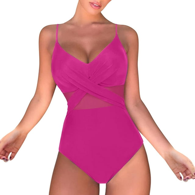 Women's High Waisted Monokini Swimsuit - Push Up Wrap Swimwear with Ruched Bottom, Removable Padding, S-XXL Sizes