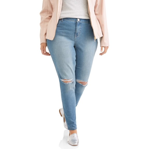 A3 Denim Women's Plus Destructed Skinny Jeans, Sizes 16-26