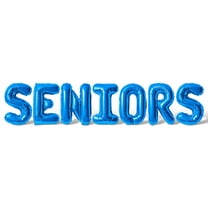 Letter Balloons - SENIORS 16" Inch Alphabet Letters Foil Mylar Balloon Graduation Party Banner (Blue)