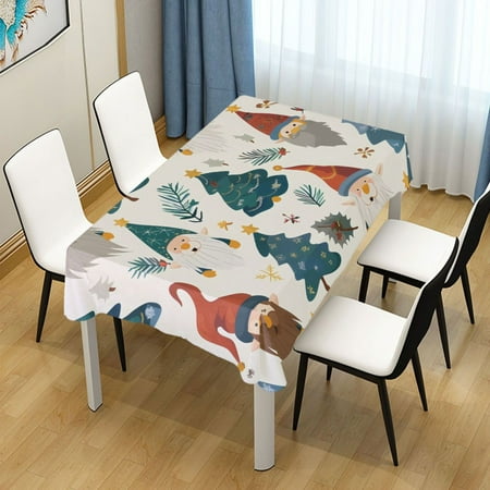 

ALAZA Gnome Christmas Trees Rectangle Tablecloth Tablecover Dinning Table Cloth 60 x60