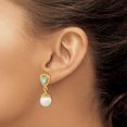 thumbnail image 6 of Auriga Fine Jewelry 14K Yellow Gold 6-7mm Pearl and Topaz Dangle Earrings for Women, 6 of 6