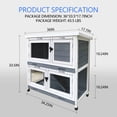 thumbnail image 3 of 2 Story Solid Wood Rabbit/Bunny Hutch,Guinea Pig Cage Pet House for Animals with Ventilation Door Removable Tray Waterproof Roof ,With legs - white - gray), 3 of 10