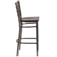 thumbnail image 3 of HERCULES Series Clear Coated Ladder Back Metal Restaurant Barstool - Walnut Wood Seat, 3 of 9