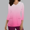 thumbnail image 2 of Xfvqtps Scrub Tops for Women Gradient Soft V-Neck 3/4 Sleeve Scrubs Comfortable Nursing Uniforms New Fashion Casual Printed T-shirt Nursing Clothes Top Working Uniforms with Pockets Pink, 2 of 5