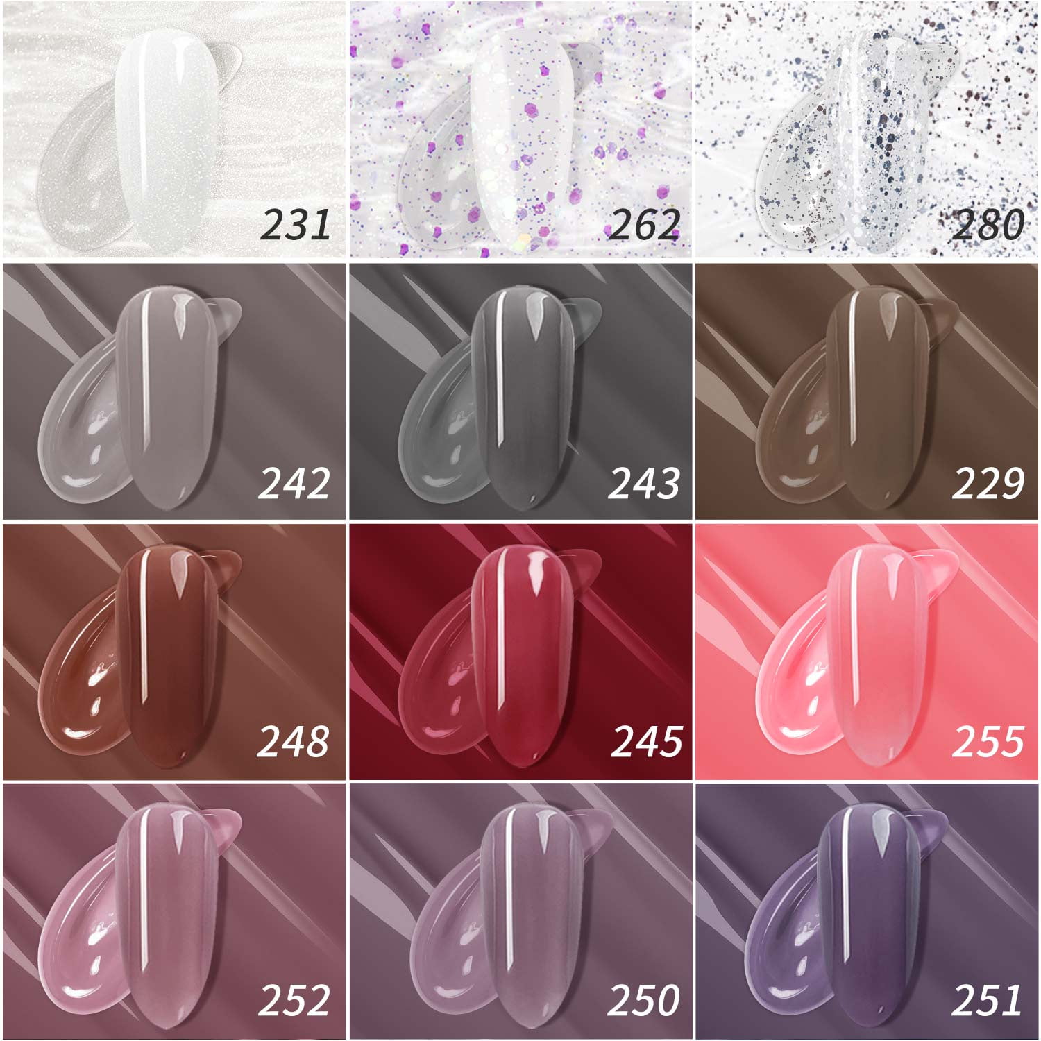Candy Lover Gel Nail Polish Kit with UV LED Lamp, 12 Colors Cool Juliet Gel Polish Starter Kit, All-in-One Quick Dry Long-Lasting Nail Gel Kit with Manicure Tools Valentine Gift for Women