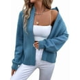 thumbnail image 3 of Women'S Long Sleeve Zippered Cardigan Sweater Crew Neck Top Zippered Knitted Jacket Blue S, 3 of 10