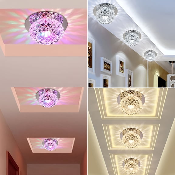HIBIBUD Crystal LED Light Hallway Aisle Light 5W Ceiling Light Fixture Pendant Lamp Recessed Spotlights