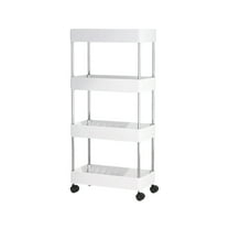 WEGFTDUOP Slim 4-Tier Rolling Storage Cart, 15.9"×12.6"×5.3" Narrow Plastic Mobile Organizer for Bathroom, Kitchen, Laundry Room, RV, Office, Easy-Assembly Waterproof Shelf Unit
