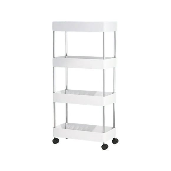 Fesfesfes 4 Tier Slim Rolling Storage Cart Bathroom Organizer Laundry Utility Cart Mobile Shelving Unit Multi Purpose Kitchen Narrow Places