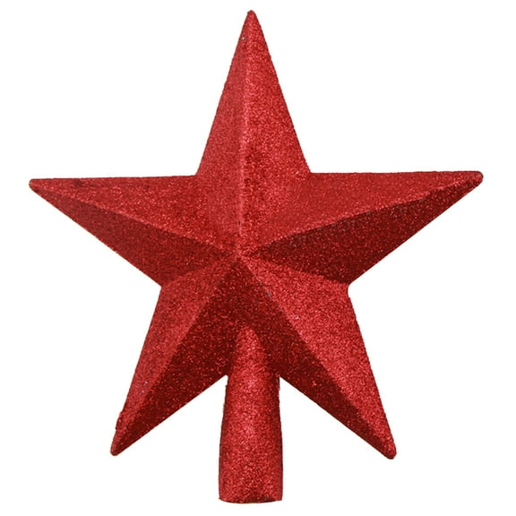 8" Christmas Tree Toppers Star Treetop Decoration Glitter Pentagram Accessories for Xmas Holiday Party Supplies