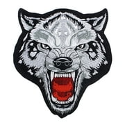 Large Wolf Head Patches Embroidery Fabric Patches for Jacket Applique Iron on Badges Scrapbooking for Biker Vest 1 piece