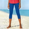 thumbnail image 4 of TEAJOPSUU Capris for Women Stretchy Slim Fit Capri Leggings Hollow Out Bottom Yoga Pants Lightweight Workout Pilates Gym Trousers Blue, 4 of 7