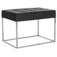 thumbnail image 2 of SAFAVIEH Roitfeld Modern Glam Upholstered Rectangular Ottoman, Black/Chrome, 2 of 5