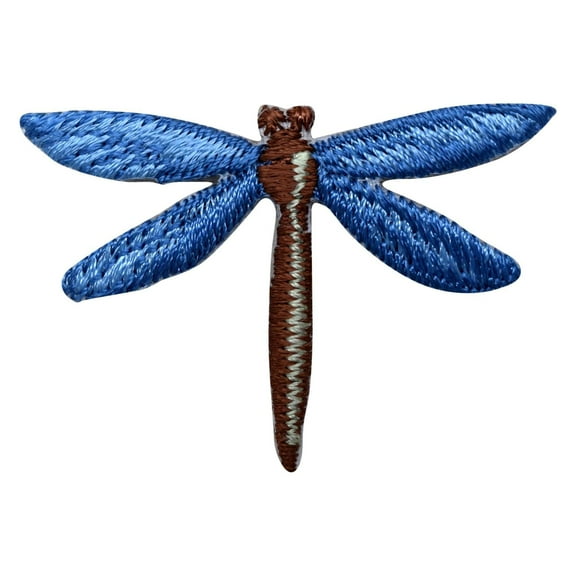 Small - Blue Dragonfly - Insects - Iron on Applique - Embroidered Patch