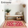 thumbnail image 3 of ODIKA 2'x3' Machine Washable Non-Slip Area Rug, Elegant Botanical Damask Symmetrical Design High Traffic Rug with Pad, Red, 572993, 3 of 8