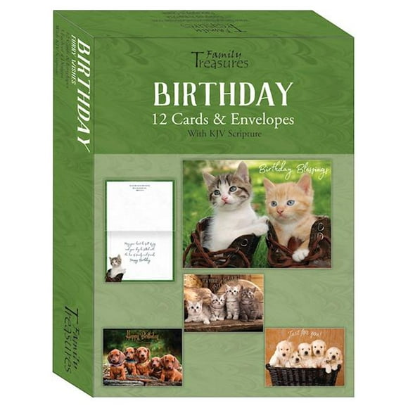 Family Treasures Wholesale 256558 Boxed - Card Birthday-Furry Wishes - Box of 12