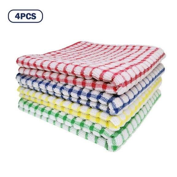 4 Pack Kitchen Towels - 12*12 inch Cotton Kitchen Towels and Dishcloths Set - Bulk Dish Towels for Kitchen Drying Dishes - Dish Cloths for Washing Dishes Dish Rags for Cooking