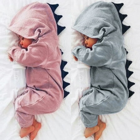 Newborn Baby Boy Girl Dinosaur Costume Hoodies Romper Long Sleeve Bodysuit Playsuit Clothes