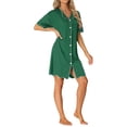 thumbnail image 2 of INSPIRE CHIC Women's Nightshirt Satin Short Sleeve Sleepshirt Button Down Pajama Nightgown M Green, 2 of 6