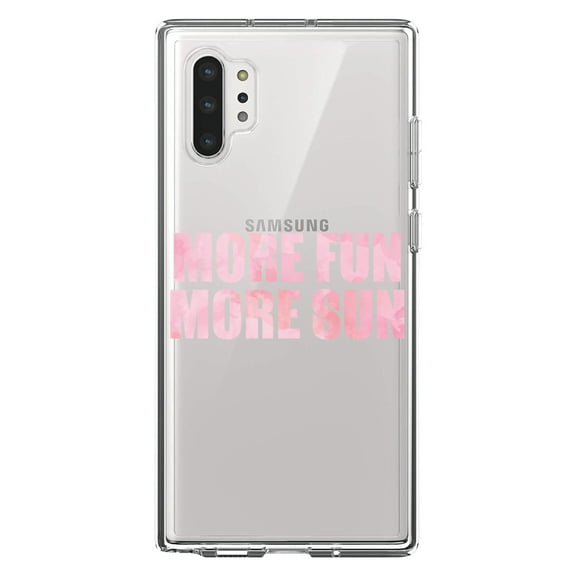 DistinctInk Clear Shockproof Hybrid Case for Galaxy Note 10 PLUS (6.8" Screen) - TPU Bumper Acrylic Back Tempered Glass Screen Protector - More Fun More Sun