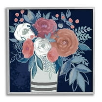 Stupell Industries Contemporary Flower Blossoms Vase Graphic Art Gray Framed Art Print Wall Art, Design by Boho Studio