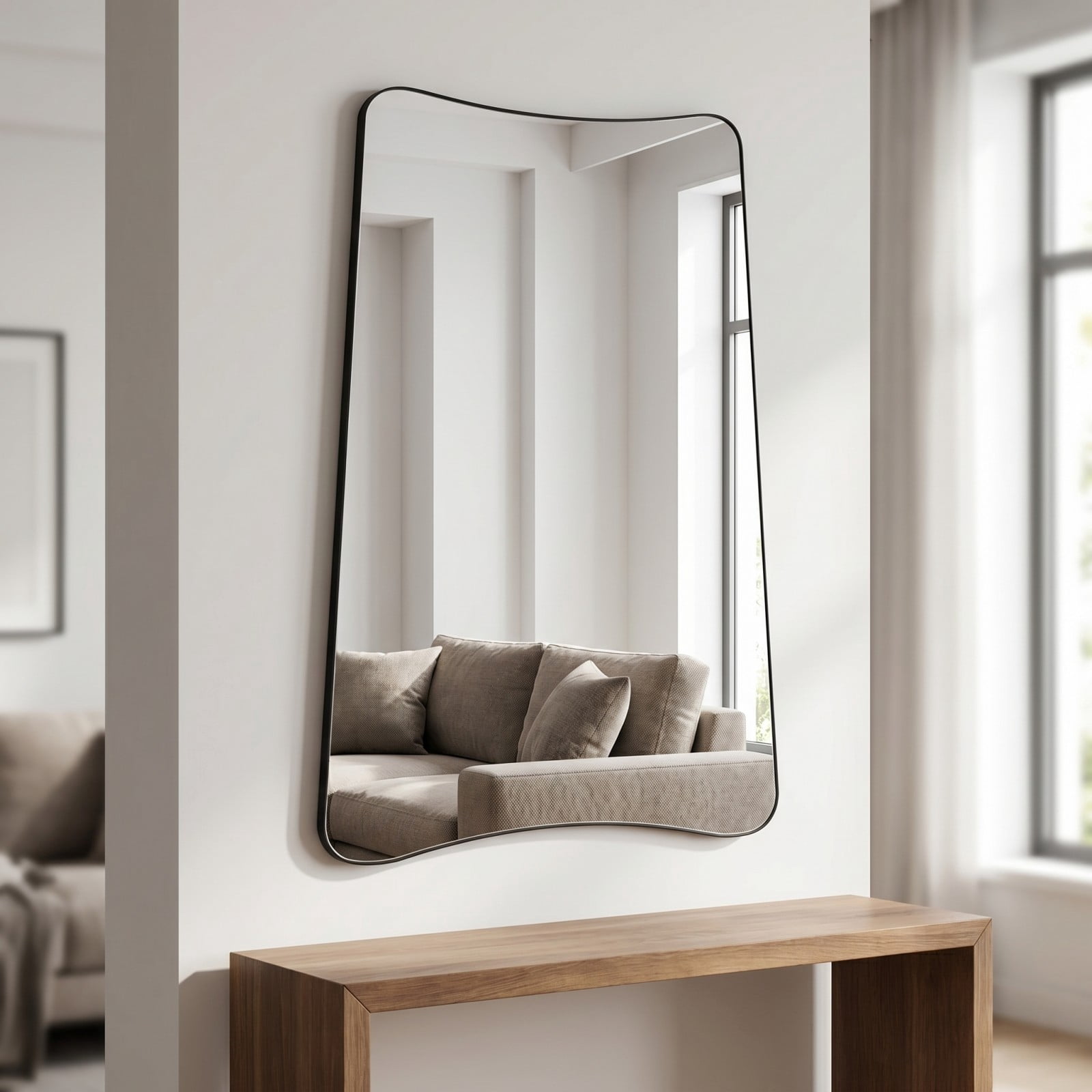 GRAHMCY 26"x38" Irregular Wall-mounted Bathroom Mirror Vanity Decorative Mirror