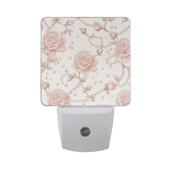 Roses and Pearl Vintage LED Night Light with Smart Sensor Plug Into Wall Dusk to Dawn 2 packs