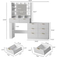 thumbnail image 2 of FANRAL 57" Fluted Vanity Dresser Combo with Lighted Mirror,RGB Adjustable Lighting & 8 Drawers,Mid-Century Modern Dressing Table with Built-in Charging Station for Bedroom,White Vanity, 2 of 8