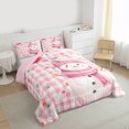 thumbnail image 3 of Homewish Kawaii Christmas Snowman Full Size Comforter Sets,Colorful Geometric Circle Bedding Comforter Set,Pink White Checkered Bedding Sets For Kids,Super Cozy Room Decor Reversible,3pcs, 3 of 8