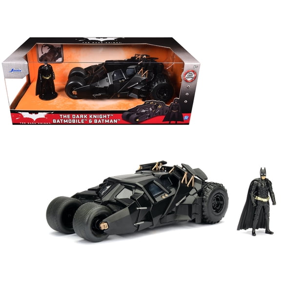 Jada Toys DC Comics 2008 The Dark Knight Batmobile with Batman Figure; 1:24 Scale Metals Die-Cast Collectible Vehicle