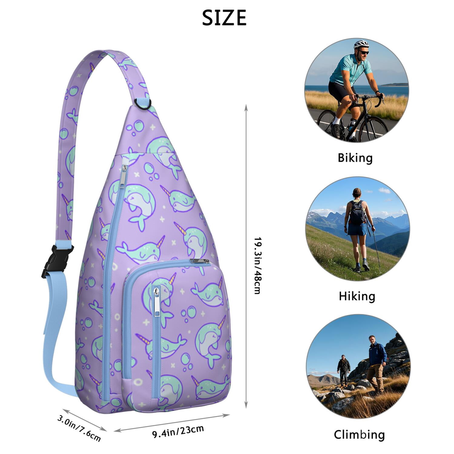 Magical Rainbow Unicorn Sling Bag - Mythical Horse Print Shoulder Backpack (Water-Resistant & Lightweight, Stylish Design)