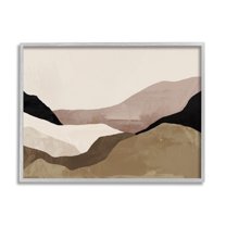 Stupell Industries Layered Desert Mountain Peaks Abstract Painting Gray Framed Art Print Wall Art, 14 x 11