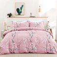 thumbnail image 1 of Pink Floral Duvet Cover Set Queen, Double Flower Plum Blossom Printed Comforter, 1 of 6