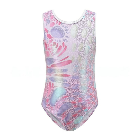 XXWXYD Toddler Girls Dance Leotard Printed Romper Jumpsuit Gymnastics Training Suit Quick-Dry Fabric Competition Bodysuit