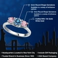thumbnail image 2 of 14K White Gold Persian Blue Moissanite & Pink Lab Grown Diamond 3-Stone Engagement Ring | 1.00 Cttw | Round 5MM and 4MM | Three Stone Wedding Anniversary Promise Ring for Women (Size 6), 2 of 6