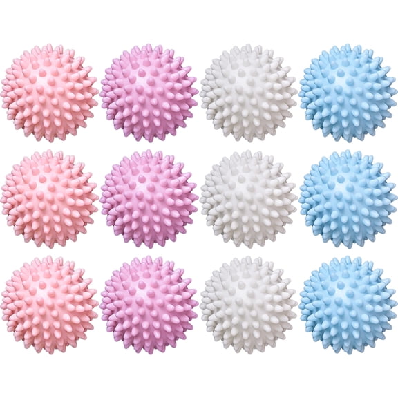 12 Pack Spike Laundry Balls for Washing Machine, Reusable Dryer Balls, Anti-Entanglement Fabric Softener Balls for Laundry, Dirt, Hair Removal, Lint Catcher