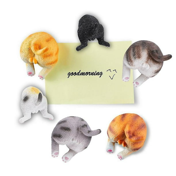 Imanes con imagen de refrigerador con trasero de gato: 6 lindos y divertidos imanes decorativos con foto de gatito para nevera - Set de regalo para amantes de los gatos