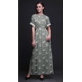 thumbnail image 5 of Bimba Rayon Leaves & White Flower Floral Ladies Long Gown Boho Beach Cocktail Party Maxi SlitÂ&nbsp;Dress-Large, 5 of 6