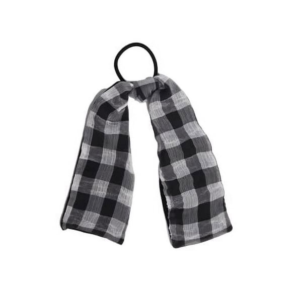 Motique Accessories Pony Holder with Plaid Tails, Hair Tie with Ribbon - Black