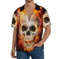 thumbnail image 1 of Balery Satanic Skull Camisa Casual de Manga Corta con Botones para Hombre, Texturizada, Estilo Cubano, para Playa, Verano-3X-Large, 1 of 5