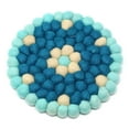 thumbnail image 1 of Ensemble de 4 Sous-Verres en Feutre Fabriqués à la Main, Fleur Turquoise, 1 of 3