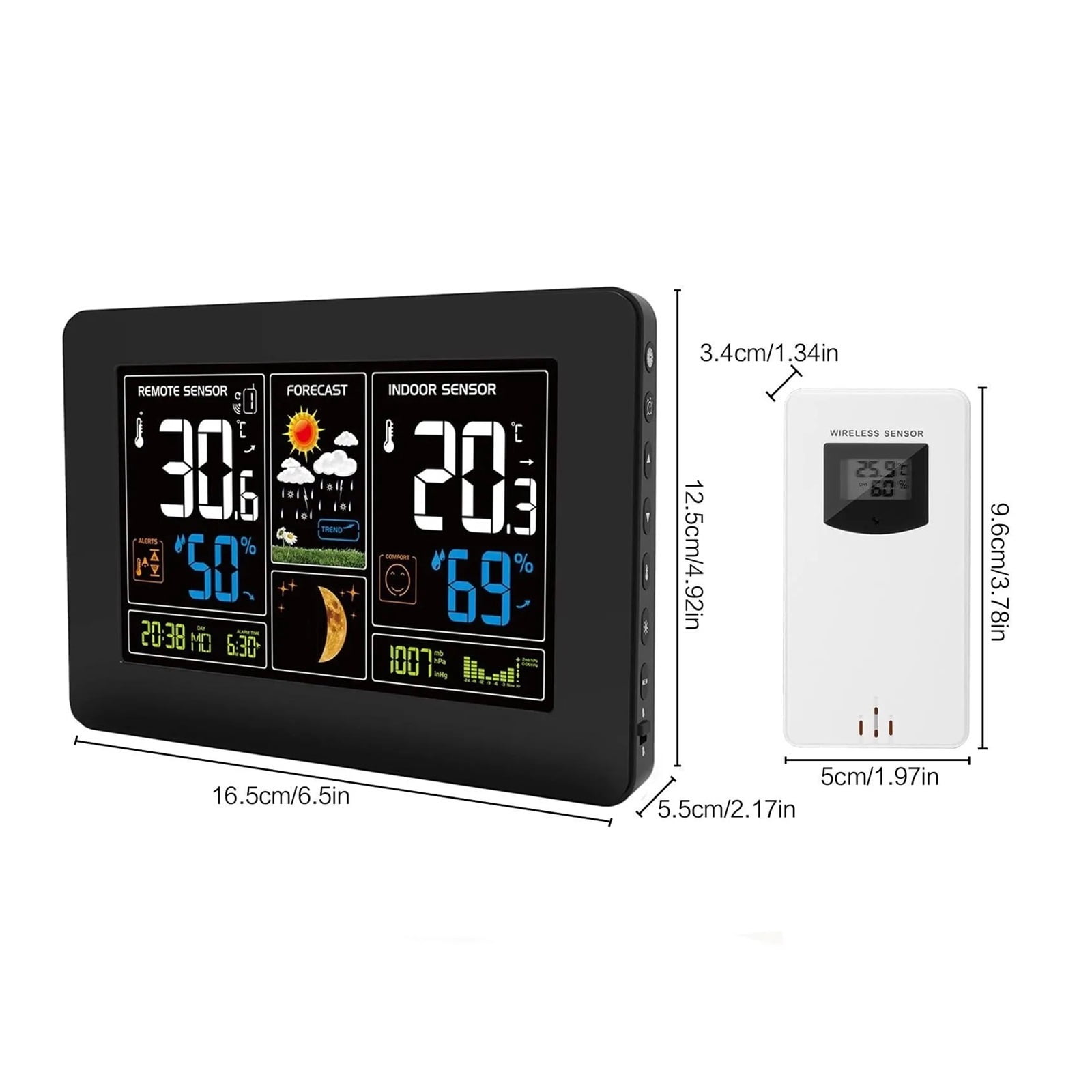 Wireless Weather Station with Large Color Screen, Digital Wall Mounted Clock